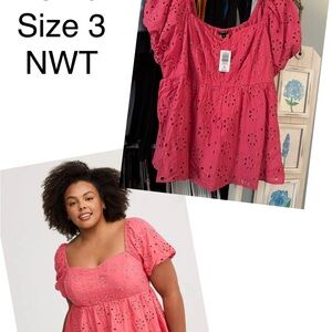 Torrid Pink Eyelet Blouse